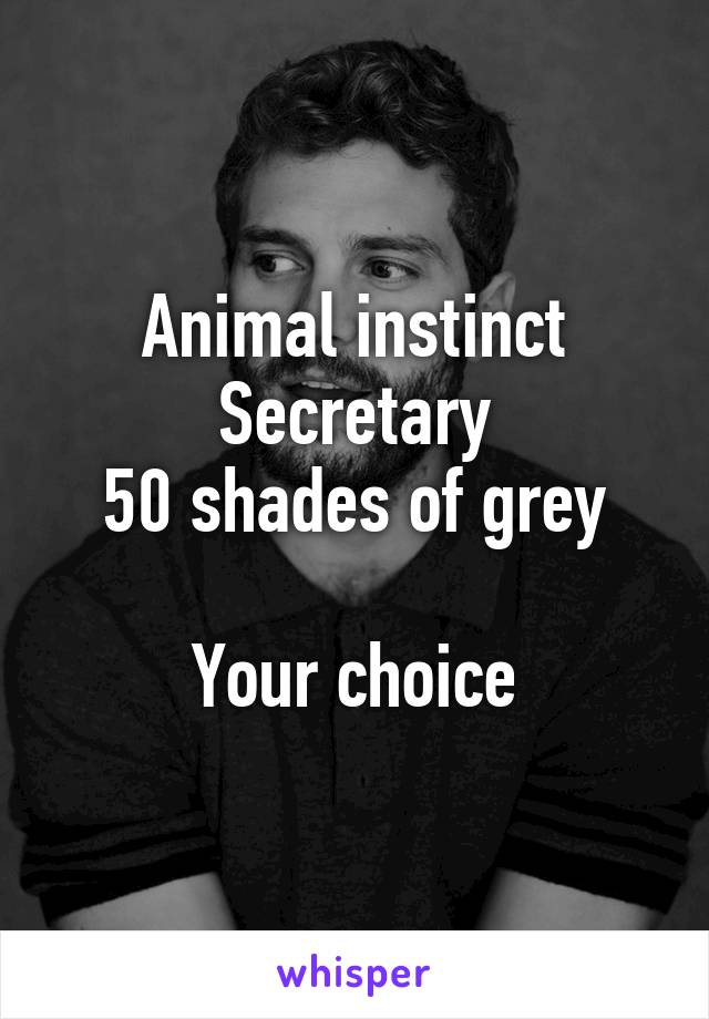 Animal instinct
Secretary
50 shades of grey

Your choice