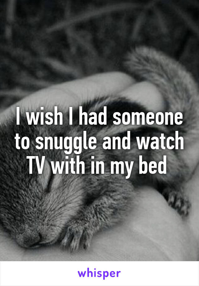 I wish I had someone to snuggle and watch TV with in my bed 