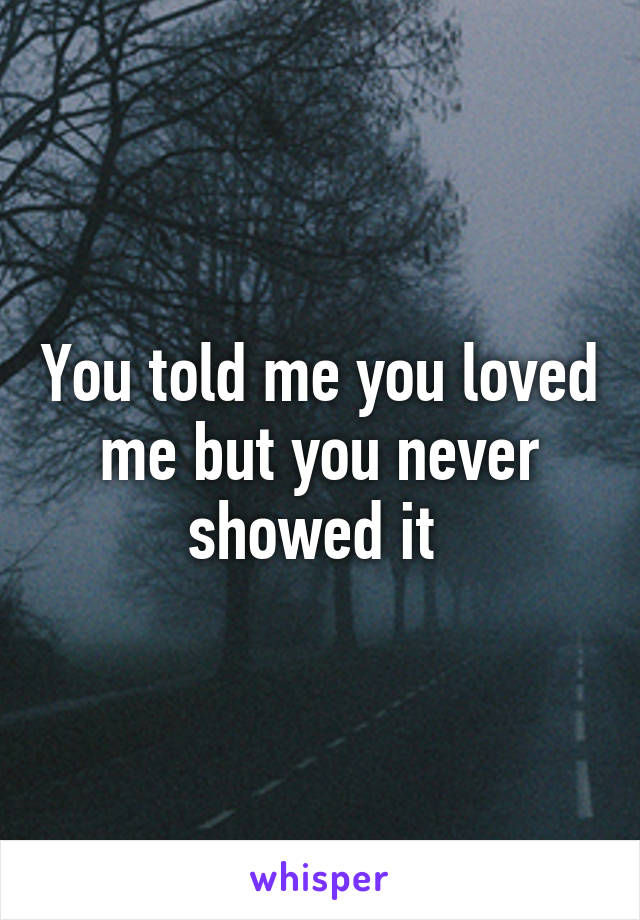 You told me you loved me but you never showed it 