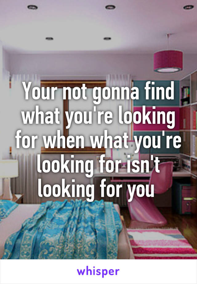 Your not gonna find what you're looking for when what you're looking for isn't looking for you 