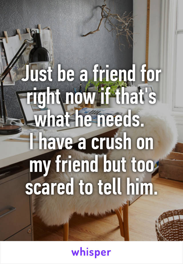 Just be a friend for right now if that's what he needs. 
I have a crush on my friend but too scared to tell him.