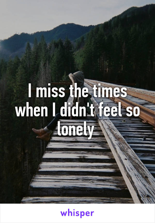 I miss the times when I didn't feel so lonely 