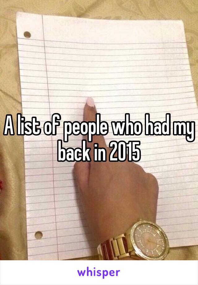 A list of people who had my back in 2015
