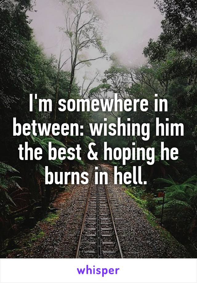 I'm somewhere in between: wishing him the best & hoping he burns in hell. 