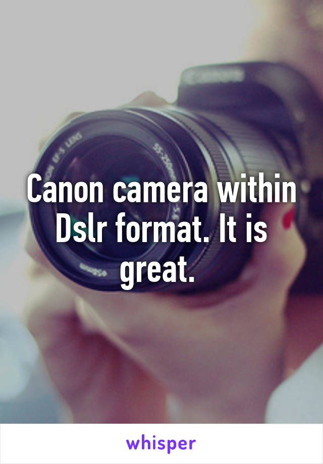 Canon camera within Dslr format. It is great. 