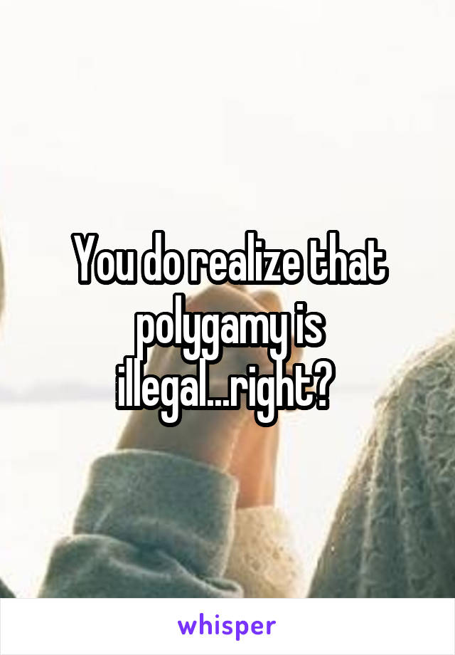 You do realize that polygamy is illegal...right? 