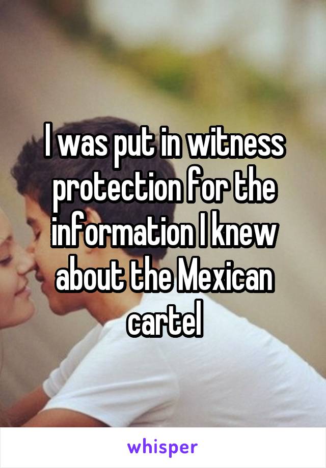 I was put in witness protection for the information I knew about the Mexican cartel