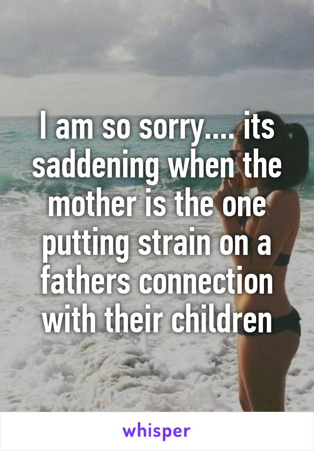 I am so sorry.... its saddening when the mother is the one putting strain on a fathers connection with their children