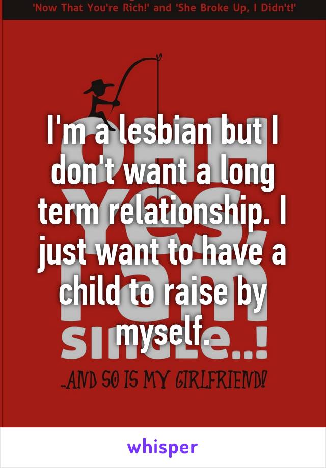 I'm a lesbian but I don't want a long term relationship. I just want to have a child to raise by myself.