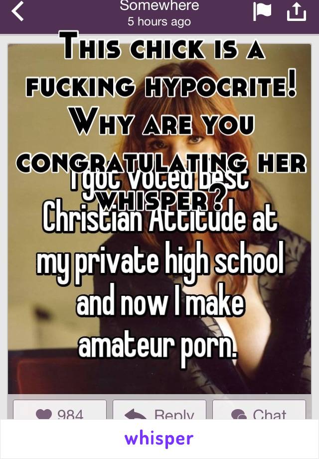 This chick is a fucking hypocrite! Why are you congratulating her whisper?