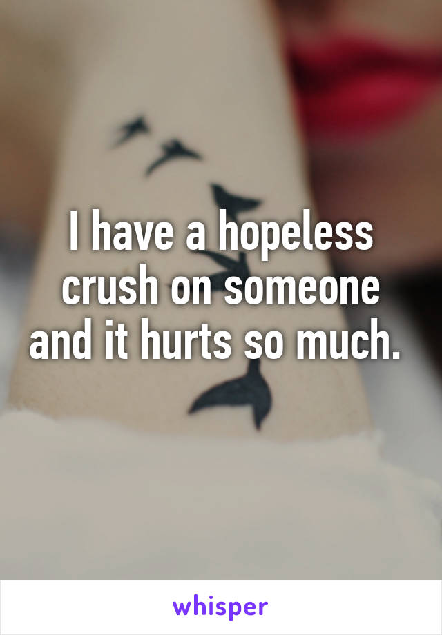 I have a hopeless crush on someone and it hurts so much.  