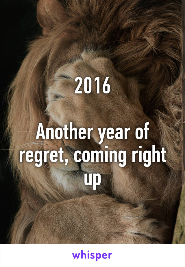 2016

Another year of regret, coming right up