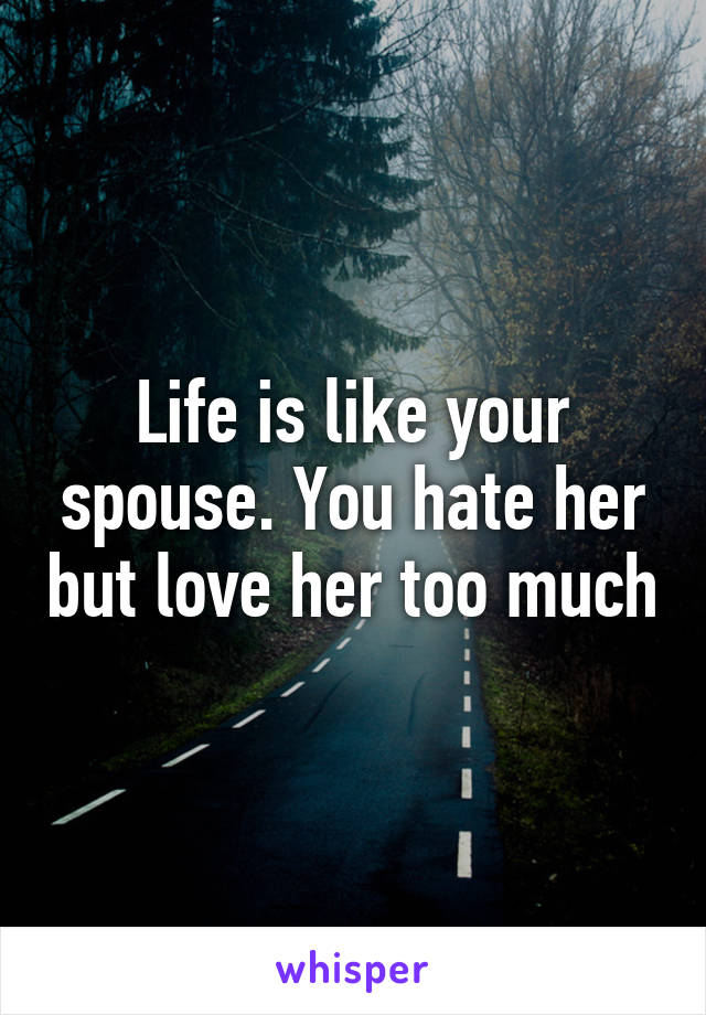 Life is like your spouse. You hate her but love her too much