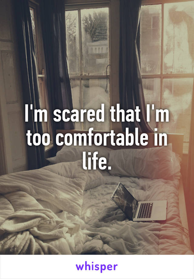 I'm scared that I'm too comfortable in life.