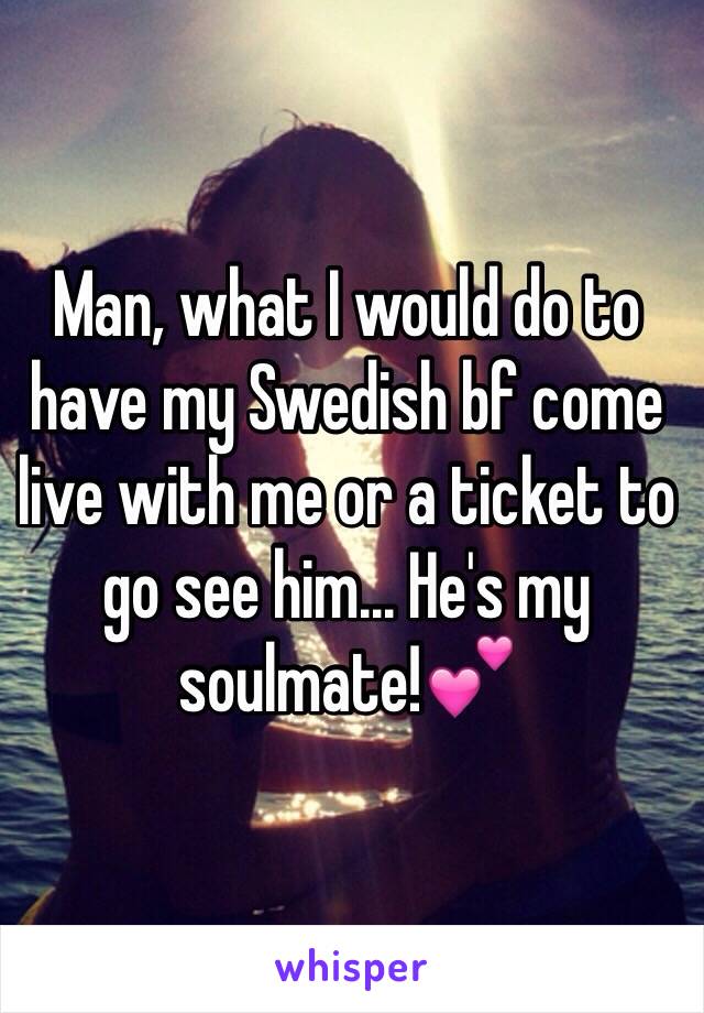 Man, what I would do to have my Swedish bf come live with me or a ticket to go see him... He's my soulmate!💕