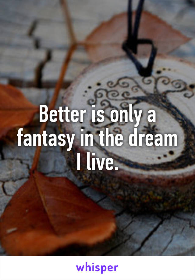 Better is only a fantasy in the dream I live.