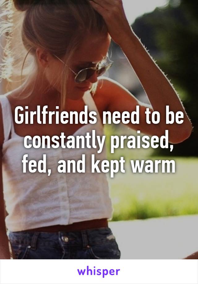 Girlfriends need to be constantly praised, fed, and kept warm