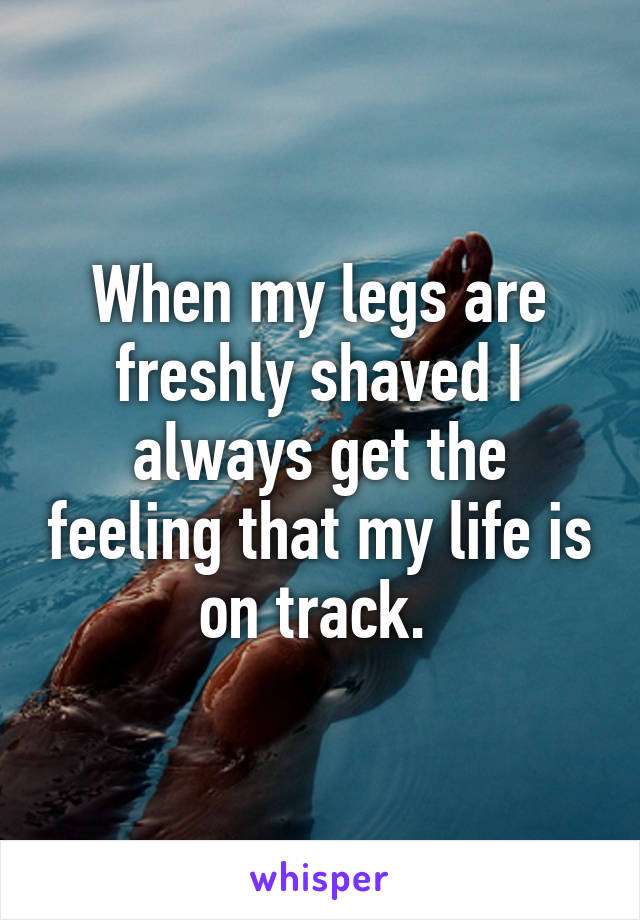 When my legs are freshly shaved I always get the feeling that my life is on track. 