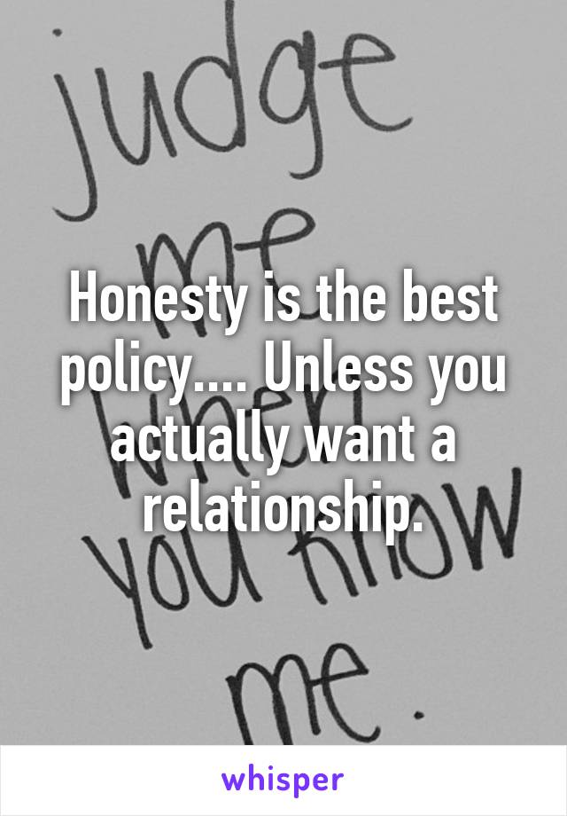 Honesty is the best policy.... Unless you actually want a relationship.