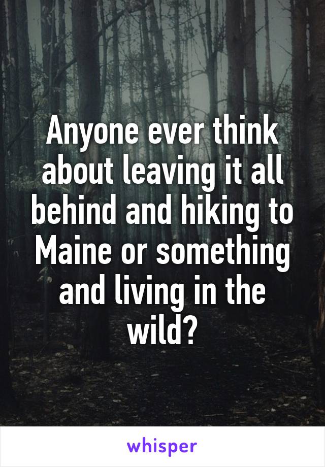 Anyone ever think about leaving it all behind and hiking to Maine or something and living in the wild?