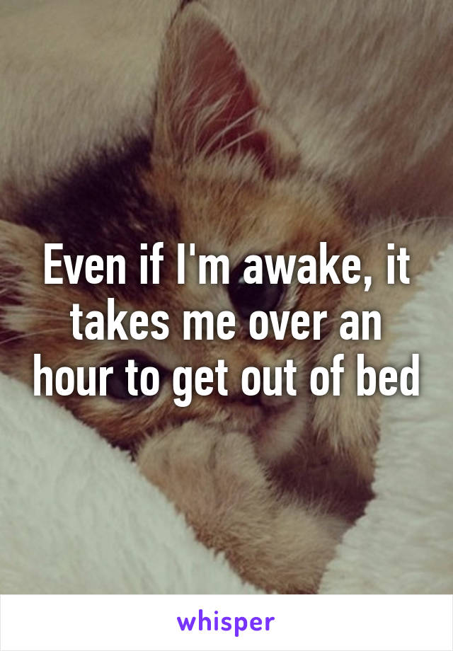 Even if I'm awake, it takes me over an hour to get out of bed