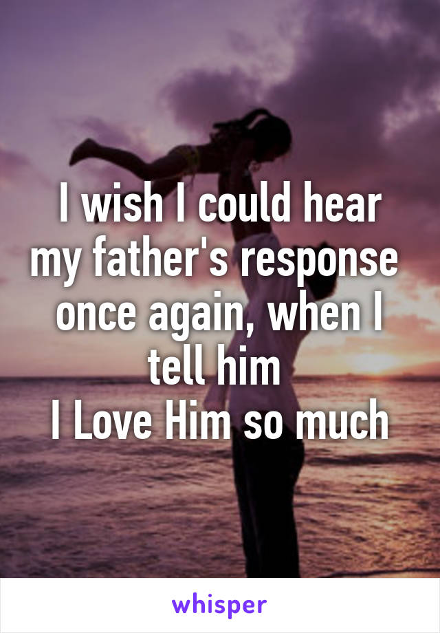 I wish I could hear my father's response 
once again, when I tell him 
I Love Him so much