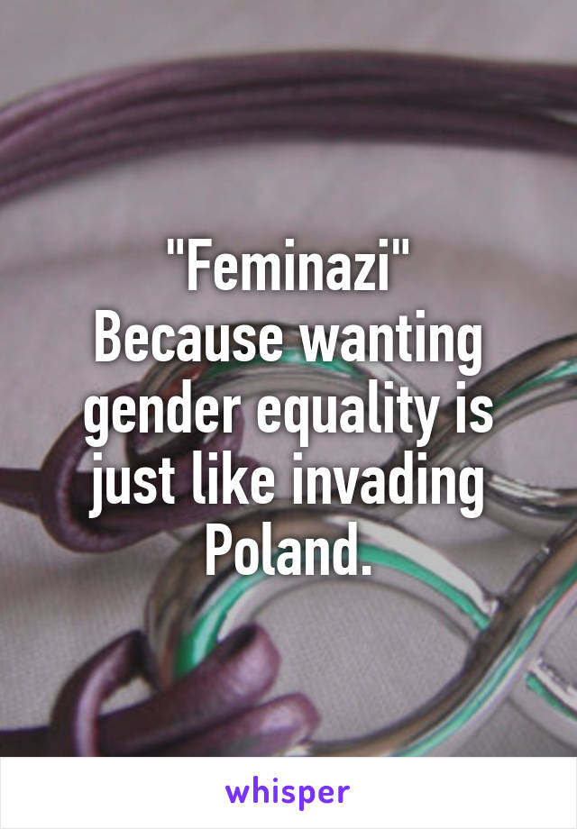 "Feminazi"
Because wanting gender equality is just like invading Poland.