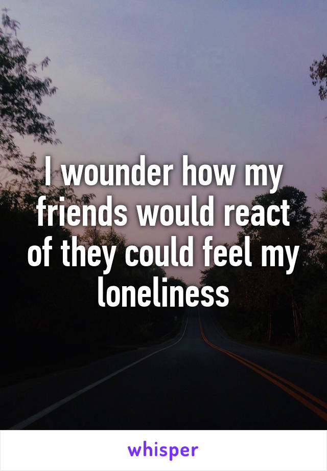 I wounder how my friends would react of they could feel my loneliness