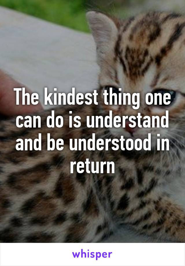 The kindest thing one can do is understand and be understood in return