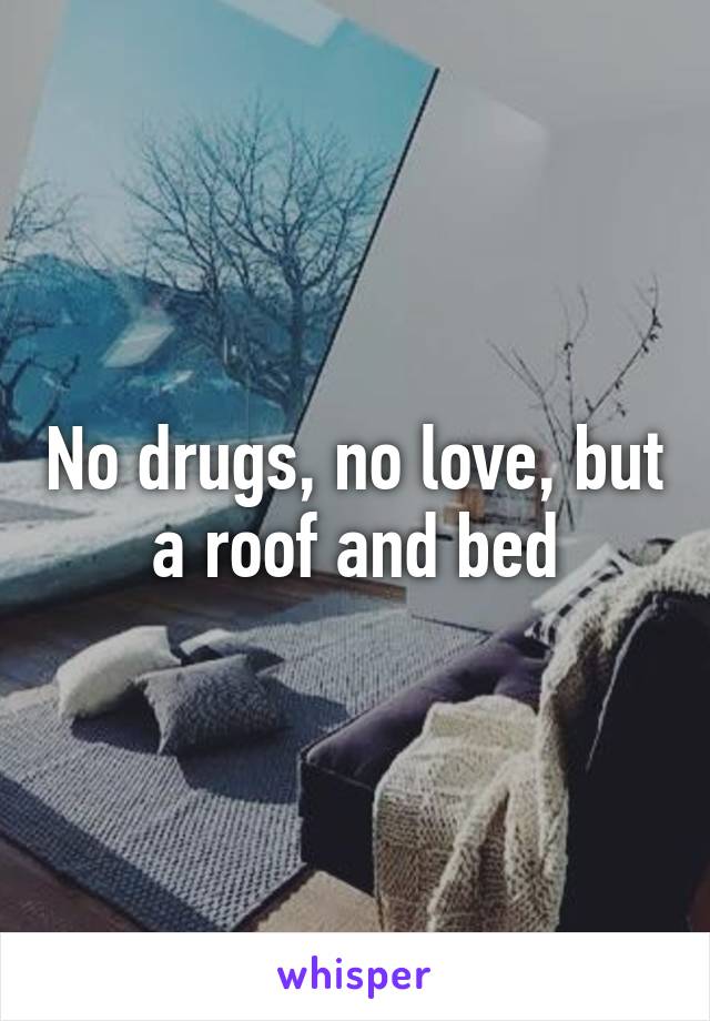 No drugs, no love, but a roof and bed