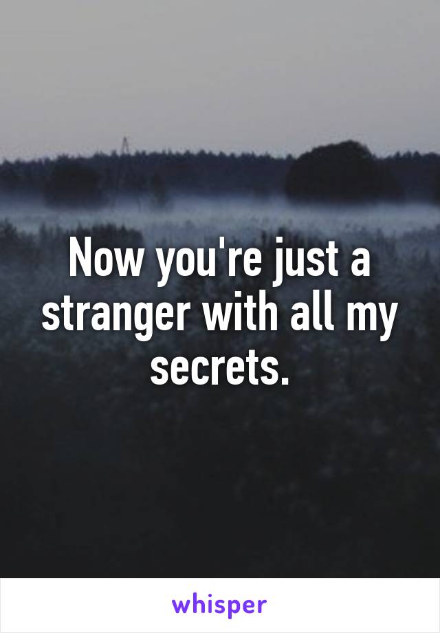 Now you're just a stranger with all my secrets.