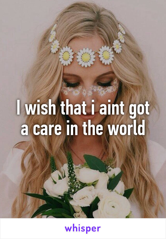 I wish that i aint got a care in the world