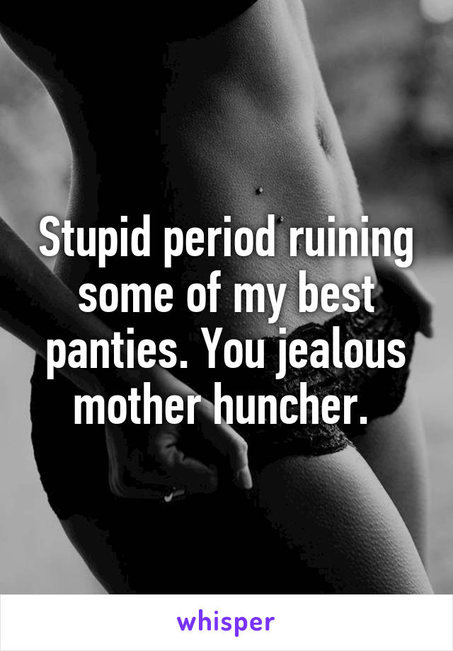 Stupid period ruining some of my best panties. You jealous mother huncher. 