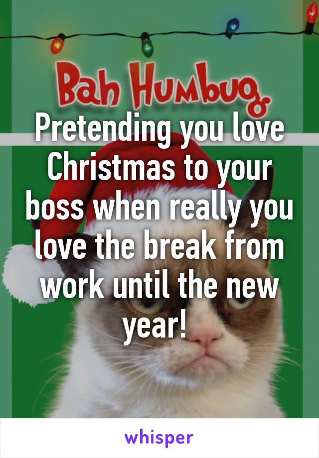 Pretending you love Christmas to your boss when really you love the break from work until the new year! 