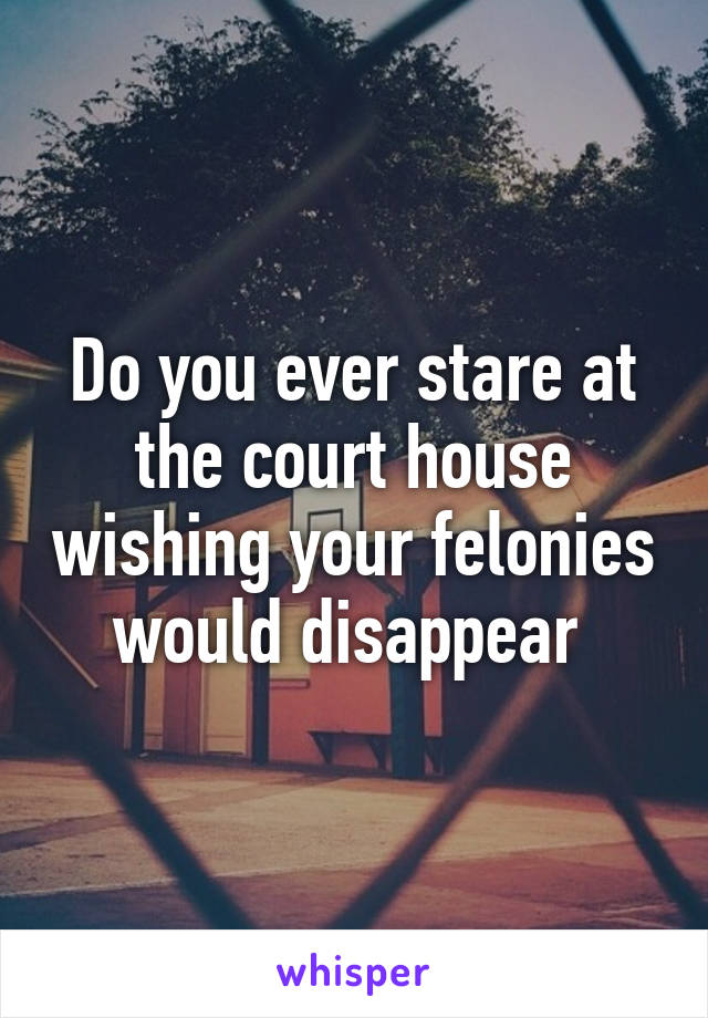 Do you ever stare at the court house wishing your felonies would disappear 