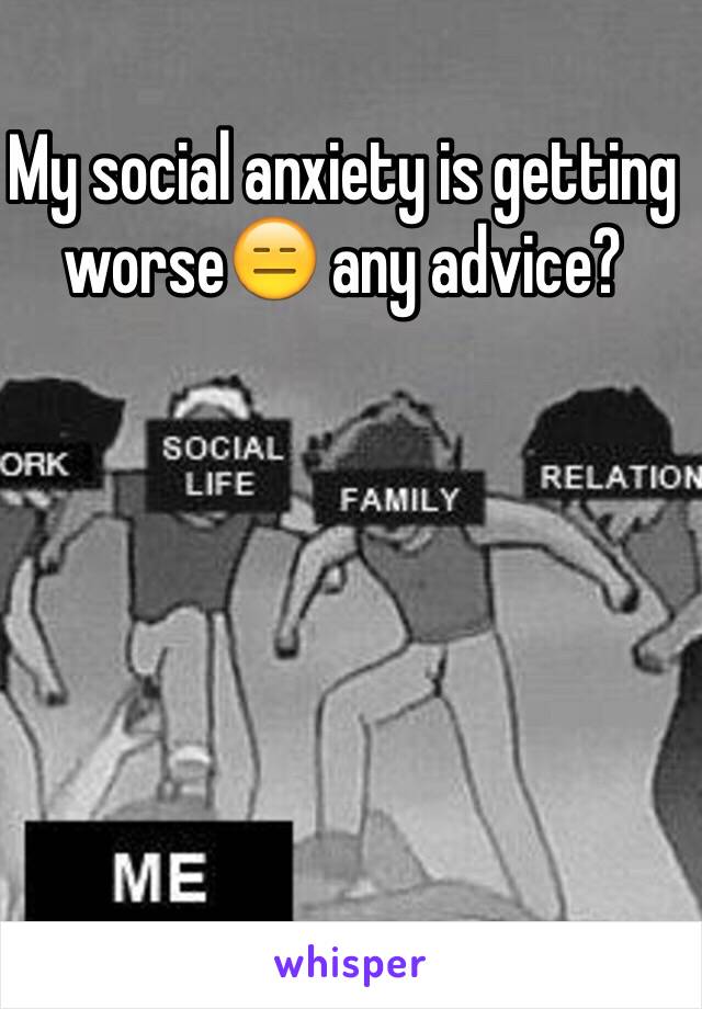 My social anxiety is getting worse😑 any advice?