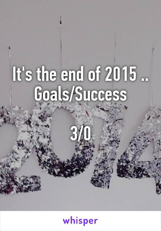 It's the end of 2015 ..
Goals/Success

3/0
