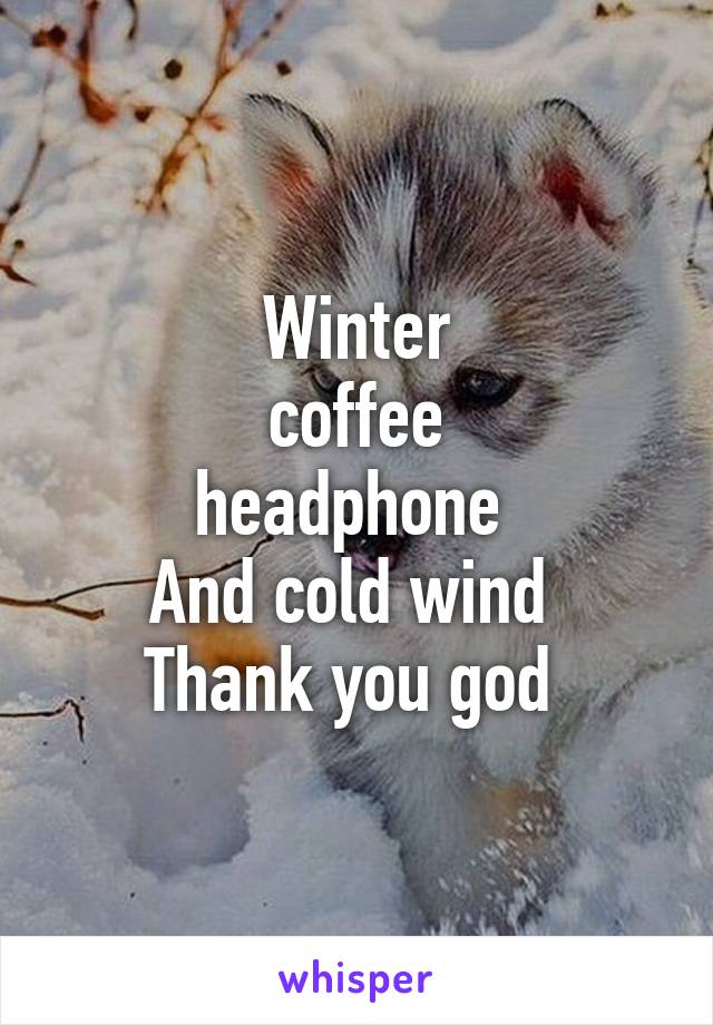 Winter
coffee
headphone 
And cold wind 
Thank you god 