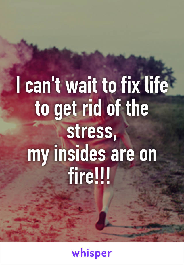 I can't wait to fix life to get rid of the stress,
my insides are on fire!!! 