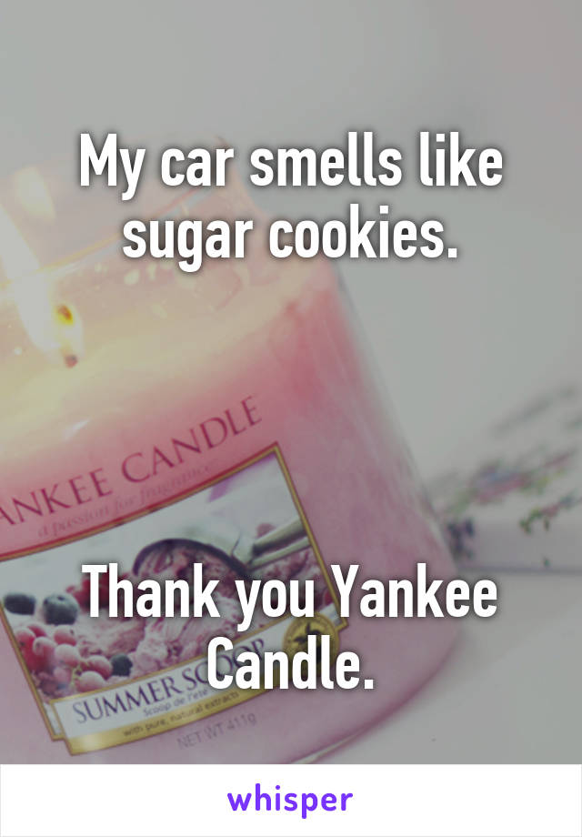 My car smells like sugar cookies.




Thank you Yankee Candle.