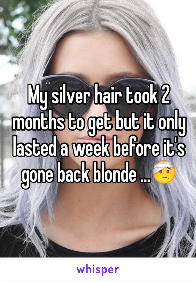 My silver hair took 2 months to get but it only lasted a week before it's gone back blonde ...🤕