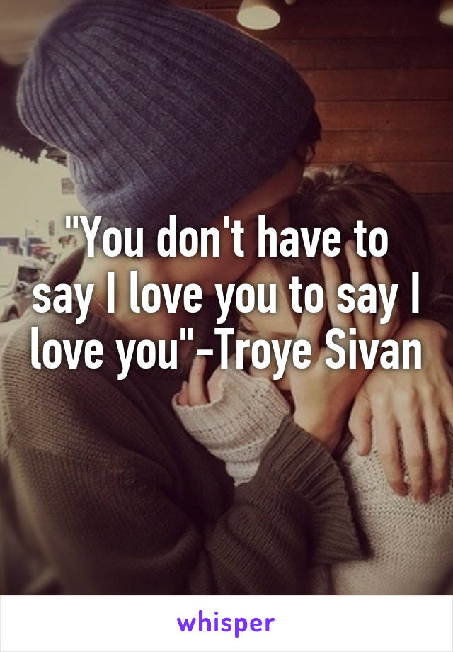 "You don't have to say I love you to say I love you"-Troye Sivan  