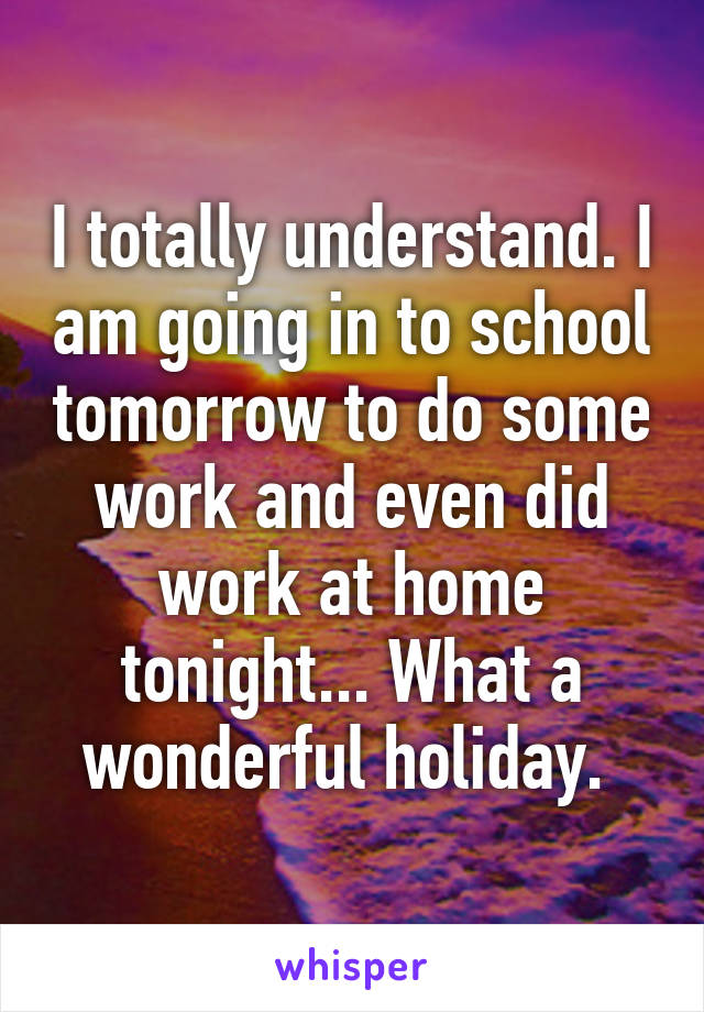 I totally understand. I am going in to school tomorrow to do some work and even did work at home tonight... What a wonderful holiday. 