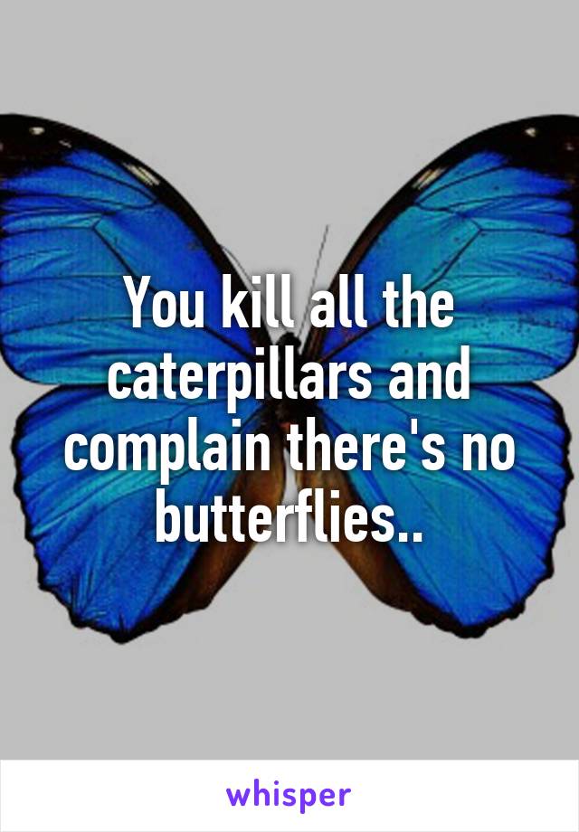 You kill all the caterpillars and complain there's no butterflies..