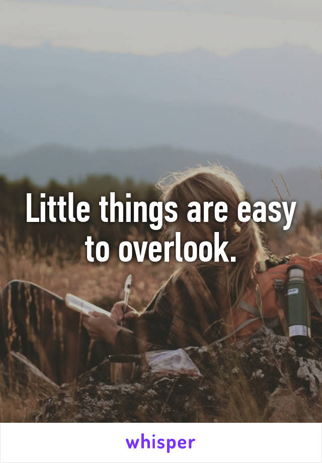 Little things are easy to overlook.