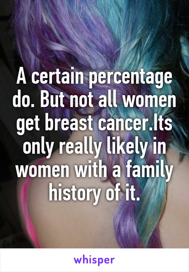 A certain percentage do. But not all women get breast cancer.Its only really likely in women with a family history of it.