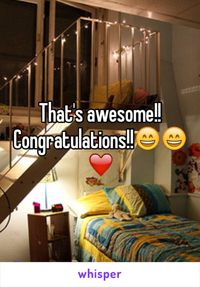 That's awesome!! Congratulations!!😄😄❤️