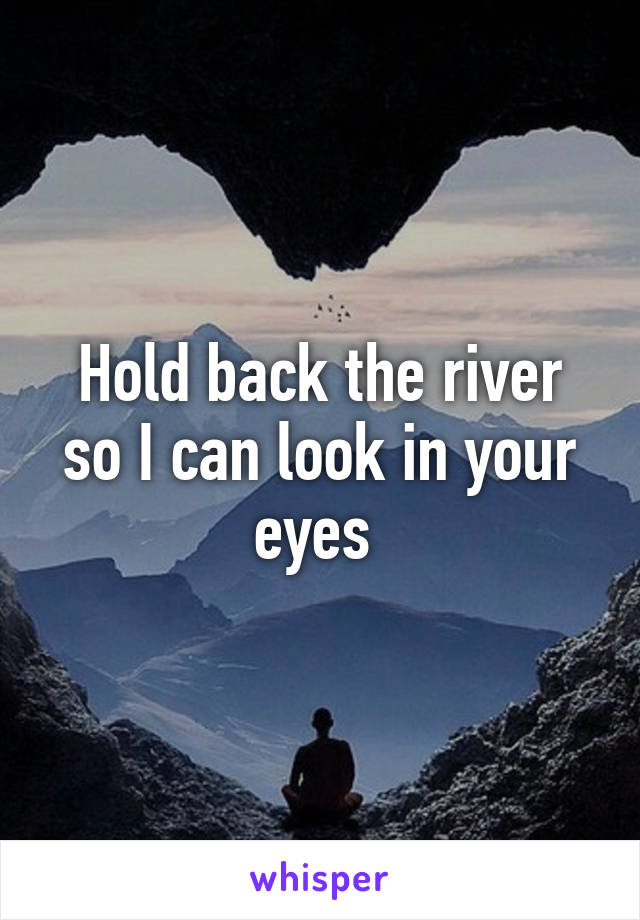 Hold back the river so I can look in your eyes 