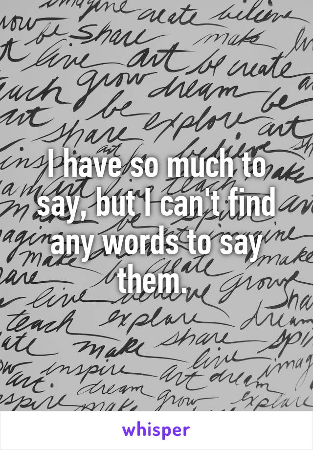 I have so much to say, but I can't find any words to say them. 