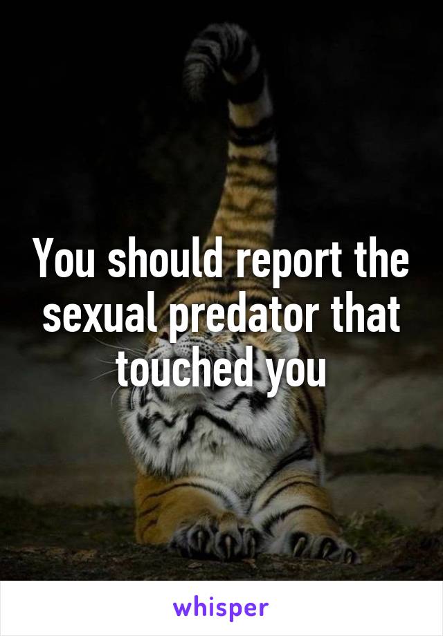 You should report the sexual predator that touched you